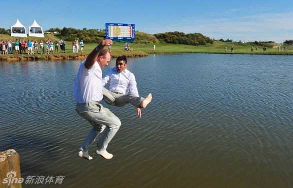 另一视角捕捉到的加西亚在莱德杯上的跳跃瞬间，动态十足，激情澎湃。